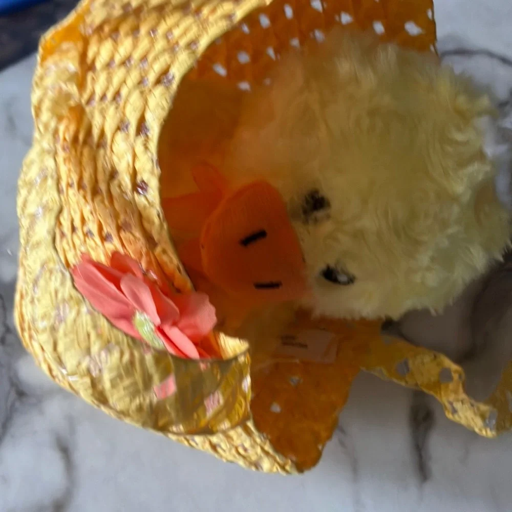 Yellow Woven Hat and Bag‎ Set with Duck Plush 🐣🧡